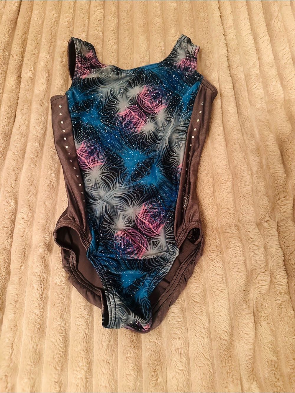 Girls Blue Pink Black Sparkle Gymnastics Leotard
